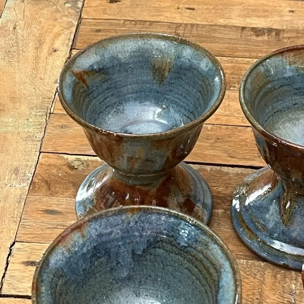 6 Houston Studio Pottery Stoneware Goblets 4.5